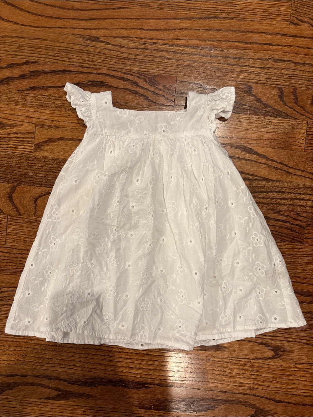 Funtasia Too (…Dallas) White Sweet Cotton Eyelet Flutter Sleeve Girl Dress 2T